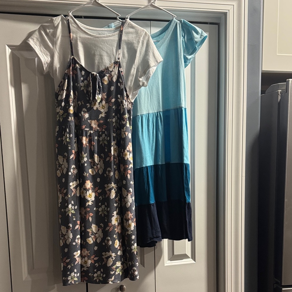 Floral Dress with White Tee and Color Block Dress